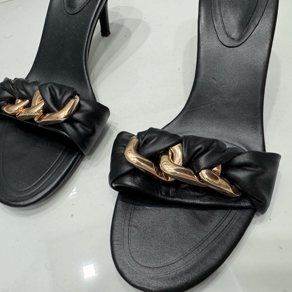 Zara Black Heels with Gold Accent - Picture 2 of 4